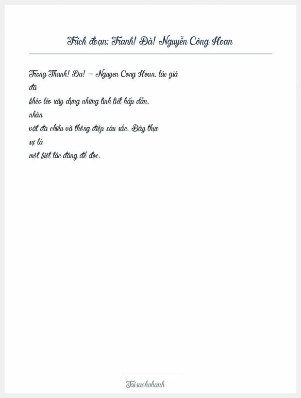 Trích đoạn Tranh! Đà! Nguyễn Công Hoan