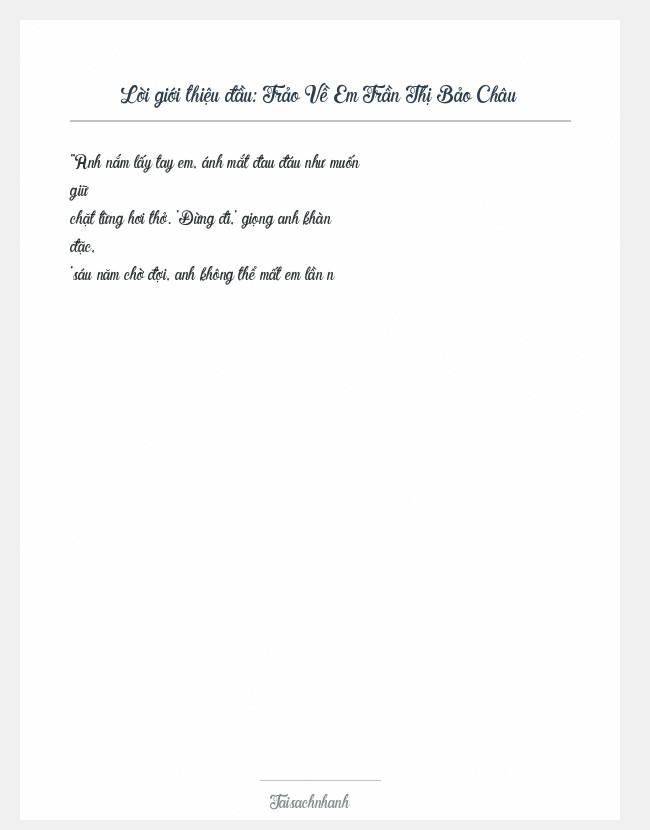 Trích đoạn Trảo Về Em Trần Thị Bảo Châu