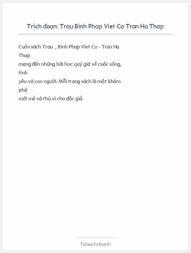 Trích đoạn Trau Binh Phap Viet Co Tran Ha Thap