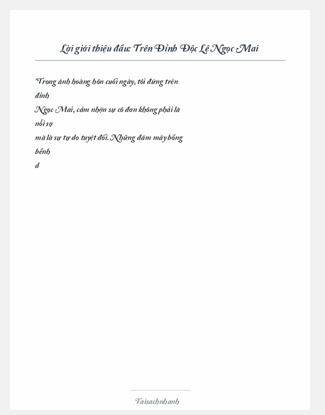 Trích đoạn Trên Đỉnh Độc Lê Ngọc Mai