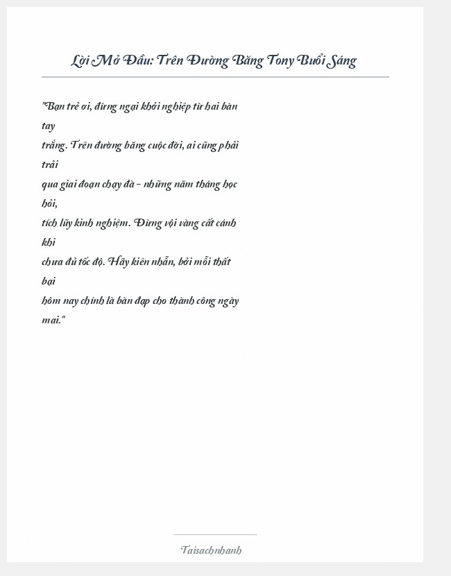 Trích đoạn Trên Đường Băng Tony Buổi Sáng