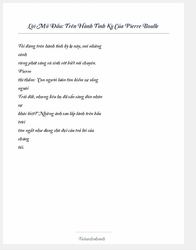 Trích đoạn Trên Hành Tinh Kỳ Của Pierre Boulle