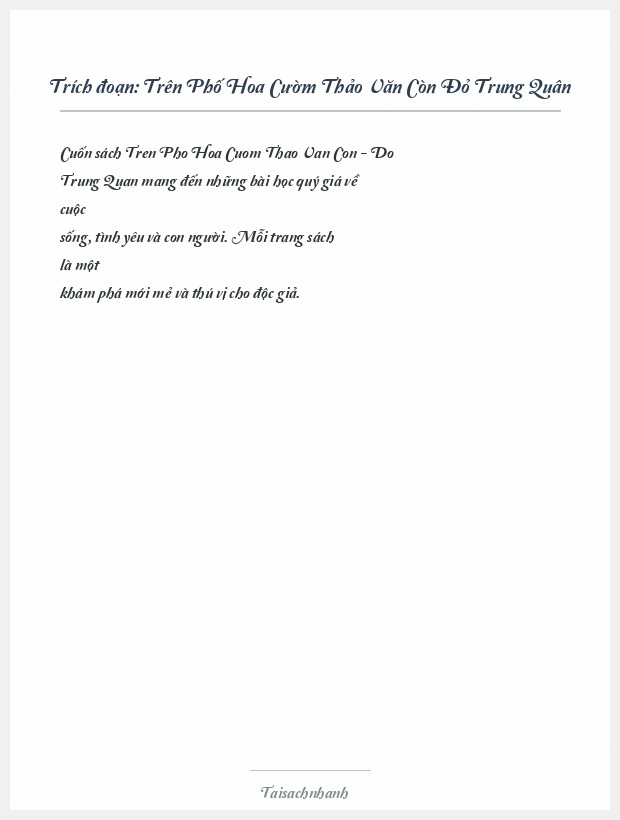 Trích đoạn Trên Phố Hoa Cườm Thảo Văn Còn Đỏ Trung Quân