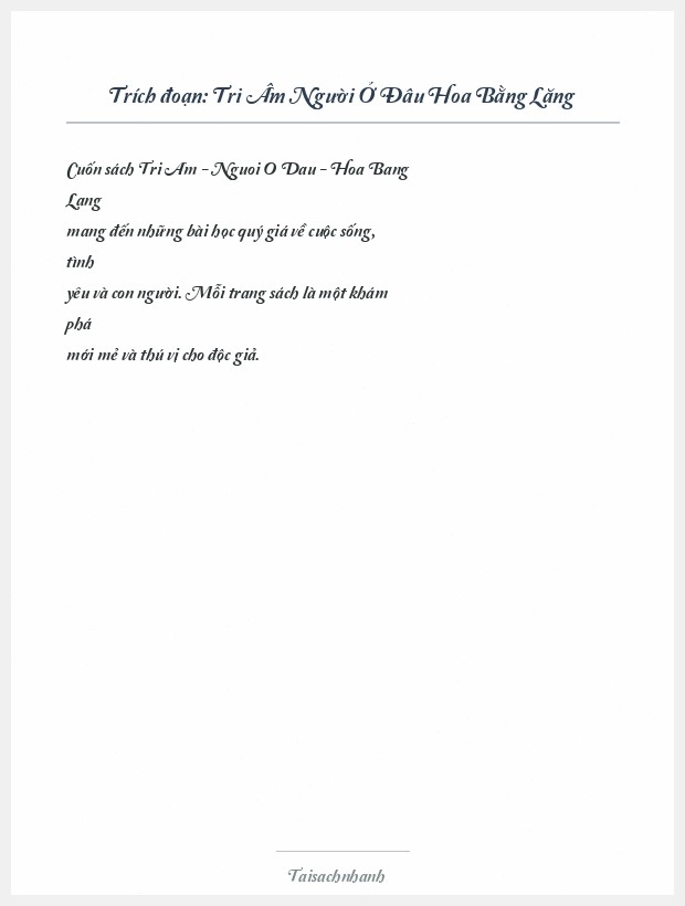 Trích đoạn Tri Âm Người Ở Đâu Hoa Bằng Lăng