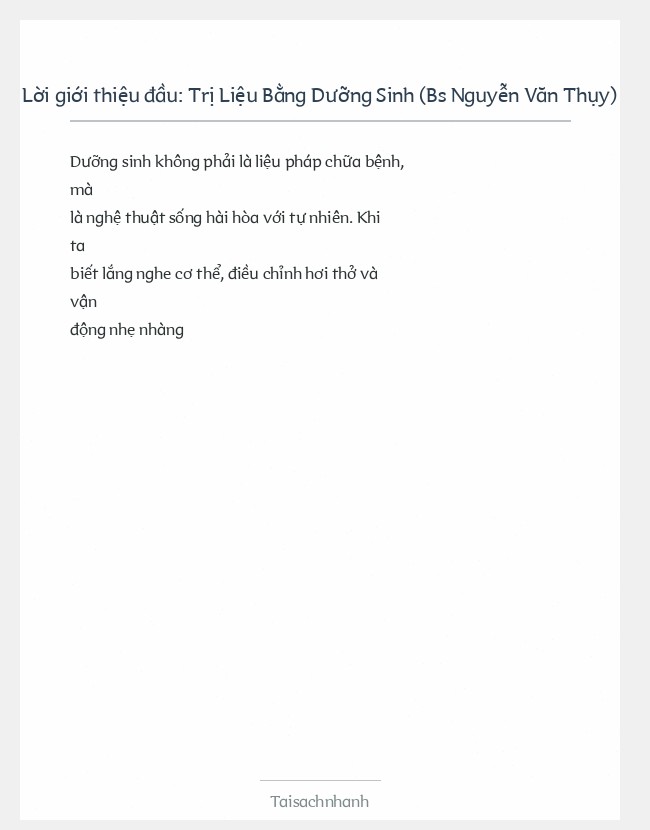 Trích đoạn Trị Liệu Bằng Dưỡng Sinh (Bs Nguyễn Văn Thụy)