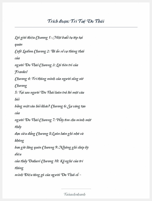 Trích đoạn Trí Tuệ Do Thái