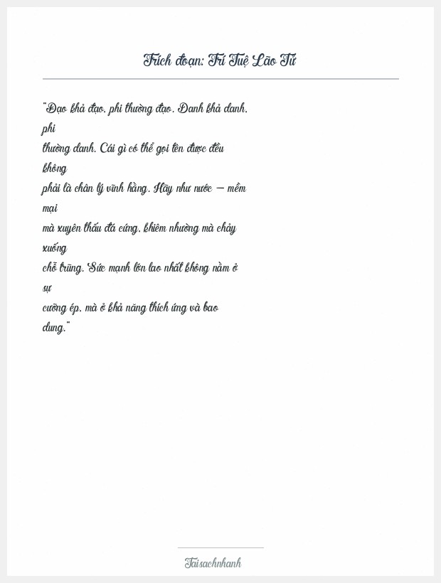 Trích đoạn Trí Tuệ Lão Tử