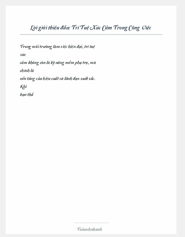 Trích đoạn Trí Tuệ Xúc Cảm Trong Công Việc