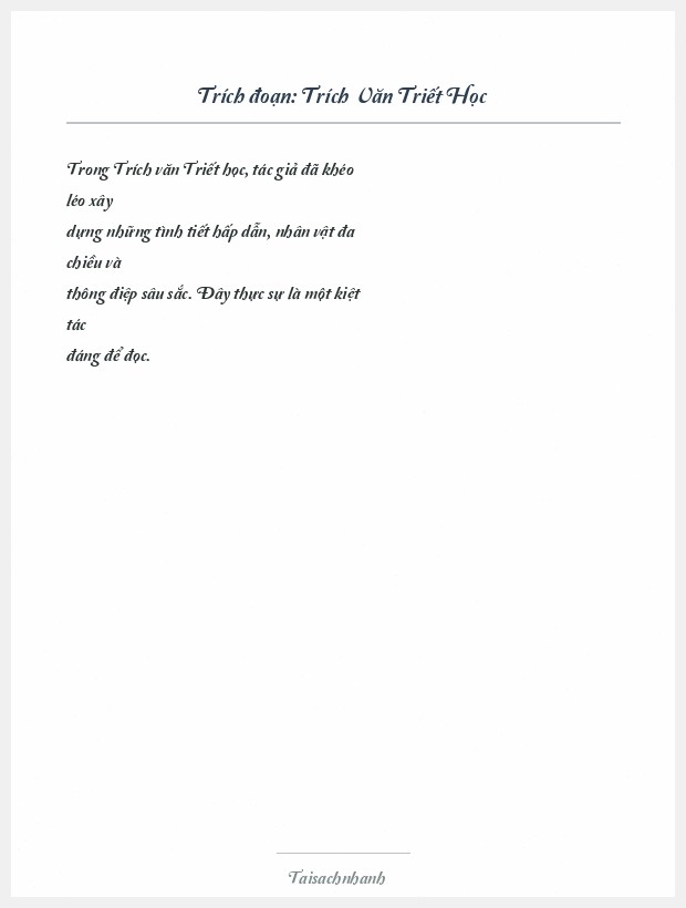 Trích đoạn Trích Văn Triết Học