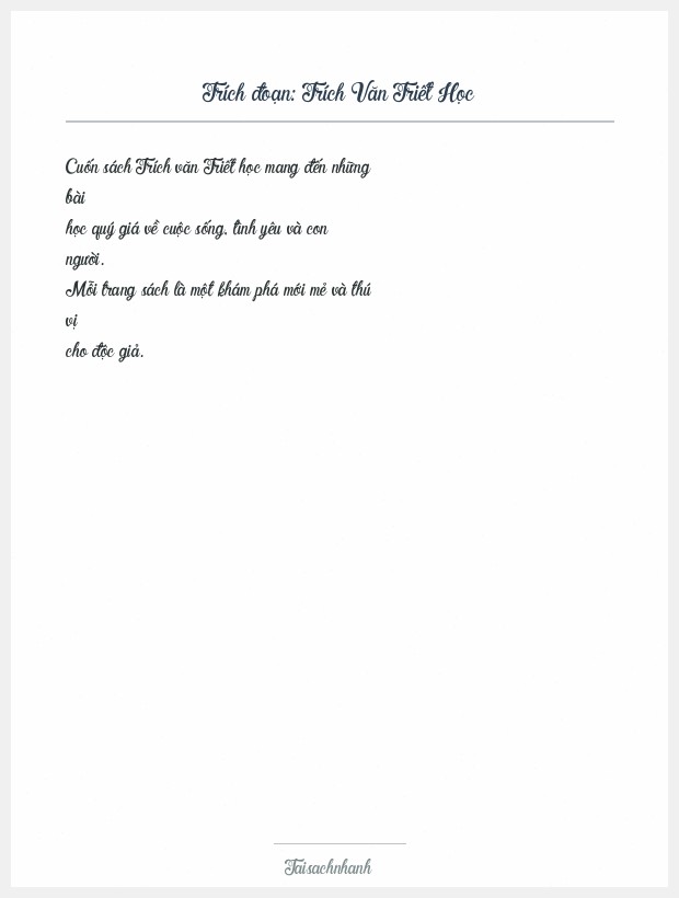 Trích đoạn Trích Văn Triết Học