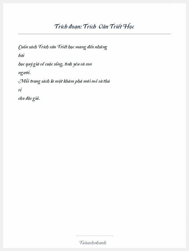 Trích đoạn Trích Văn Triết Học