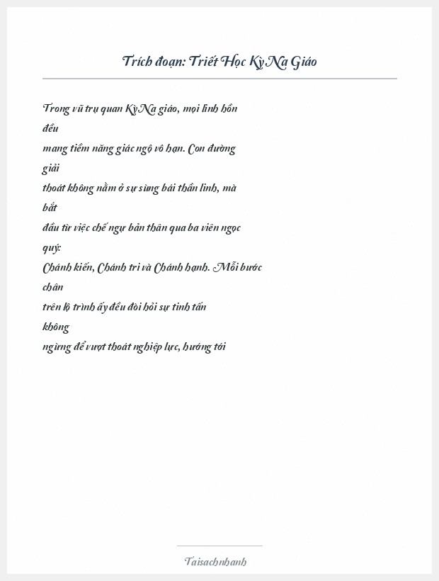 Trích đoạn Triết Học Kỳ Na Giáo