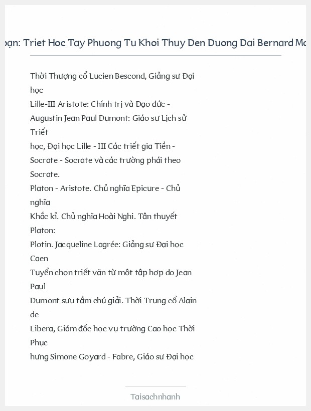 Trích đoạn Triet Hoc Tay Phuong Tu Khoi Thuy Den Duong Dai Bernard Morichere