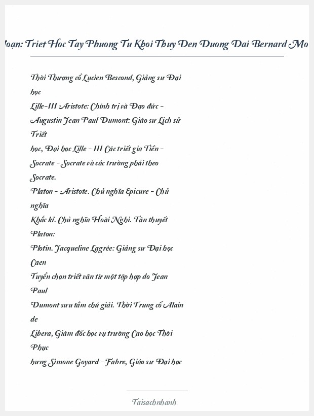 Trích đoạn Triet Hoc Tay Phuong Tu Khoi Thuy Den Duong Dai Bernard Morichere