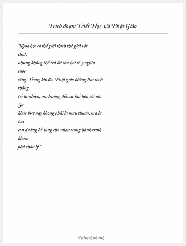 Trích đoạn Triết Học Và Phật Giáo