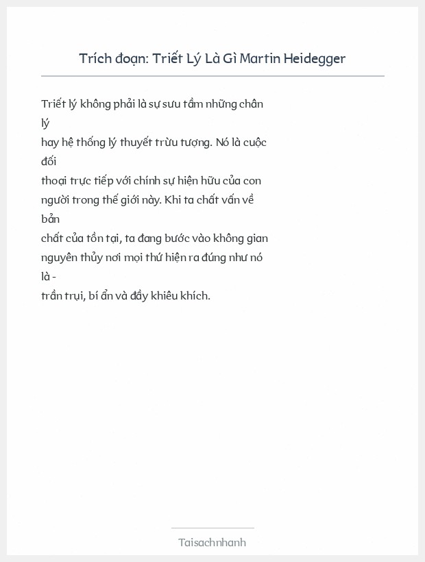 Trích đoạn Triết Lý Là Gì Martin Heidegger