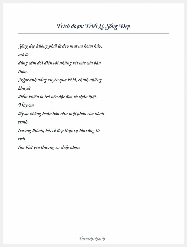 Trích đoạn Triết Lý Sống Đẹp