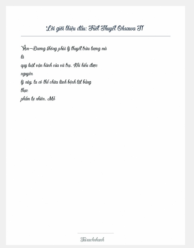 Trích đoạn Triết Thuyết Ohsawa T1