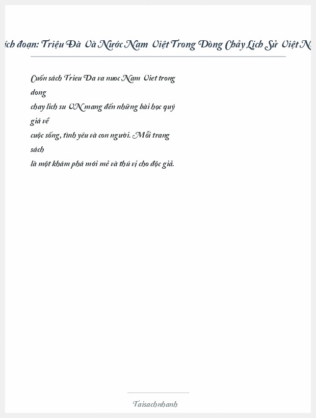 Trích đoạn Triệu Đà Và Nước Nam Việt Trong Dòng Chảy Lịch Sử Việt Nam