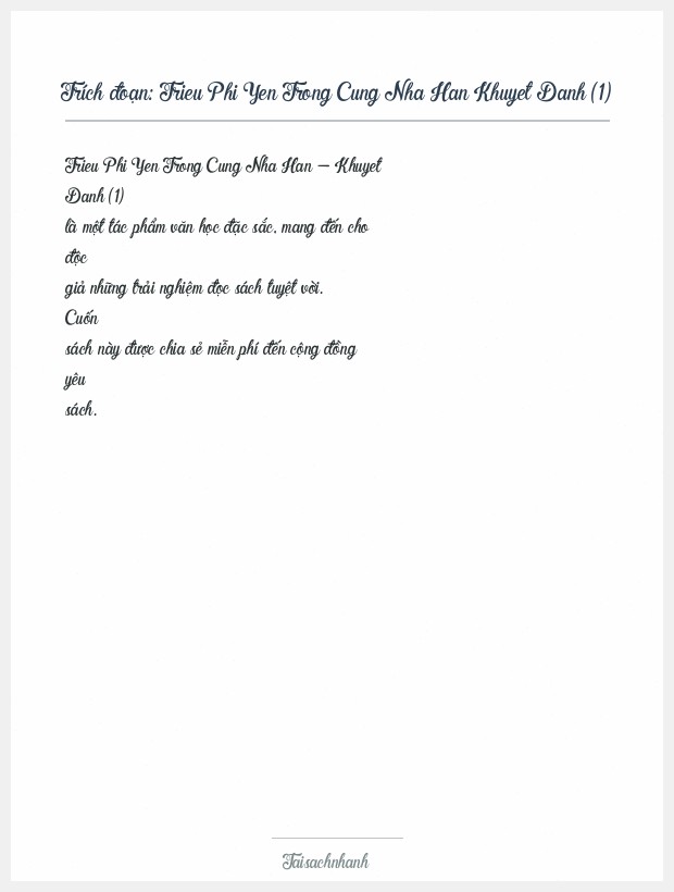 Trích đoạn Trieu Phi Yen Trong Cung Nha Han Khuyet Danh (1)