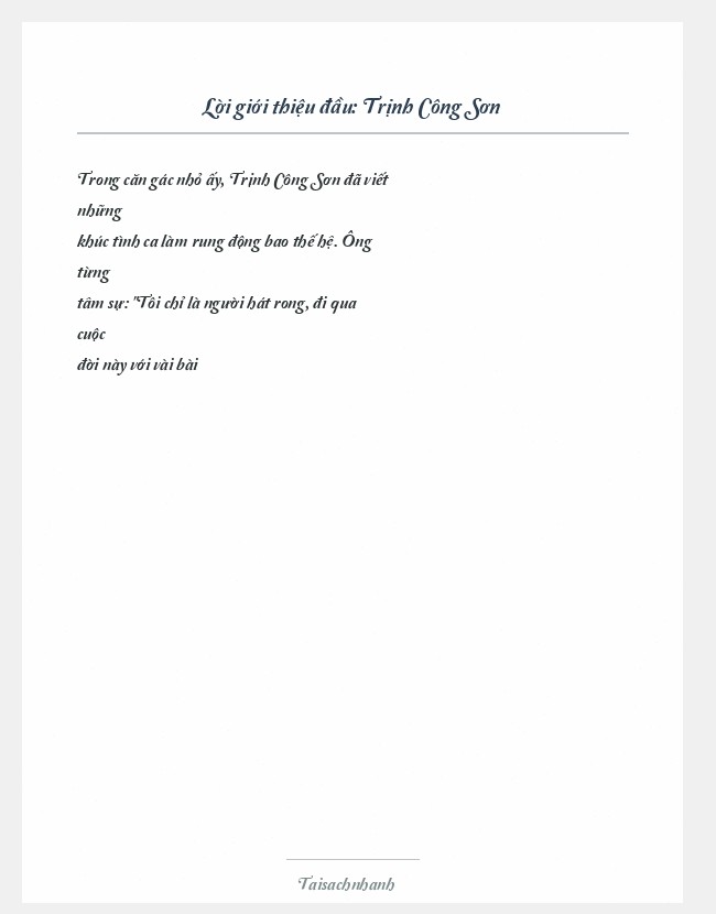 Trích đoạn Trịnh Công Sơn