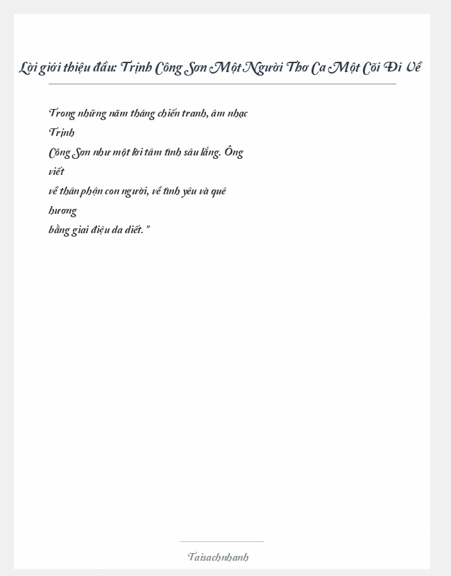 Trích đoạn Trịnh Công Sơn Một Người Thơ Ca Một Cõi Đi Về