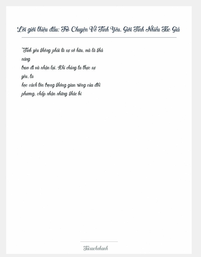 Trích đoạn Trò Chuyện Về Tình Yêu, Giới Tính Nhiều Tác Giả
