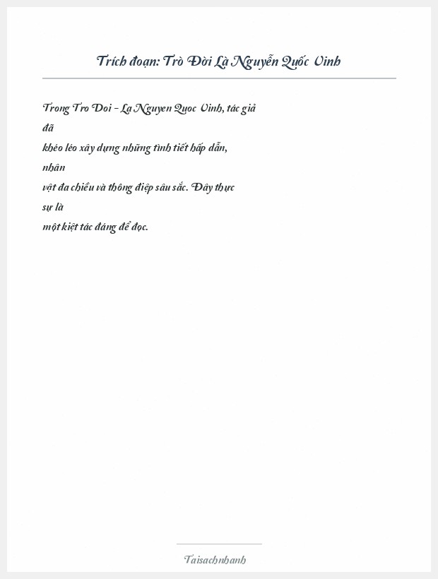 Trích đoạn Trò Đời Là Nguyễn Quốc Vinh