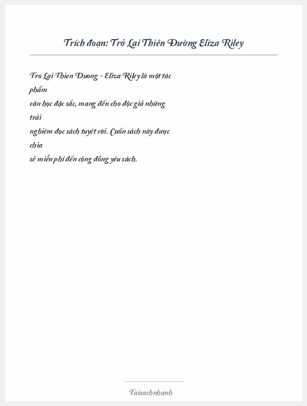 Trích đoạn Trở Lại Thiên Đường Eliza Riley