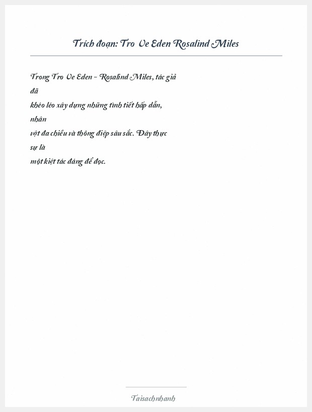 Trích đoạn Tro Ve Eden Rosalind Miles