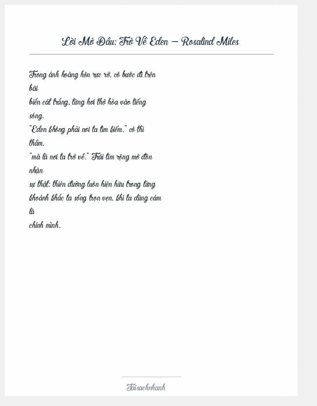 Trích đoạn Trở Về Eden - Rosalind Miles