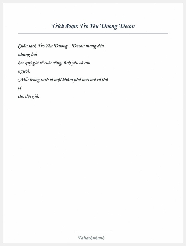 Trích đoạn Tro Yeu Duong Decon