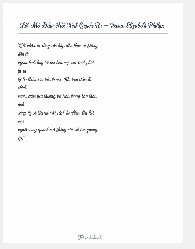 Trích đoạn Trời Sinh Quyến Rũ - Susan Elizabeth Phillips