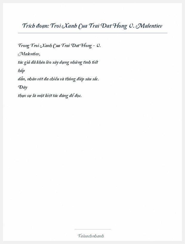 Trích đoạn Troi Xanh Cua Trai Dat Hong V. Malentiev