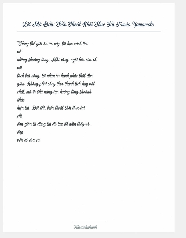 Trích đoạn Trốn Thoát Khỏi Thực Tại Fumio Yamamoto
