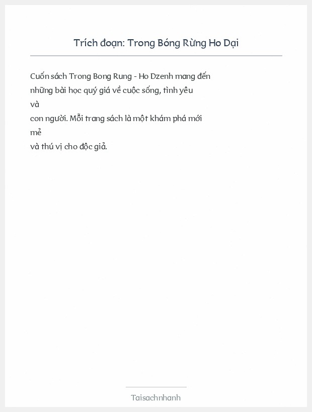 Trích đoạn Trong Bóng Rừng Ho Dại