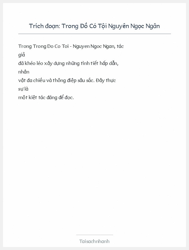 Trích đoạn Trong Đồ Có Tội Nguyên Ngọc Ngân