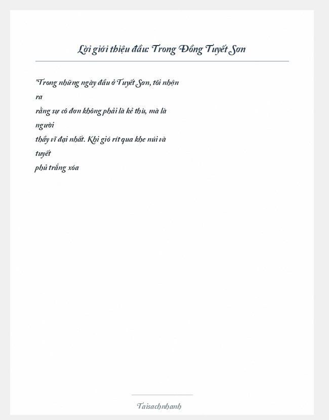 Trích đoạn Trong Đồng Tuyết Sơn