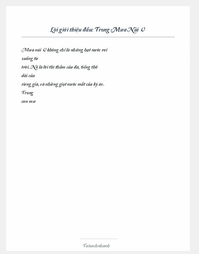 Trích đoạn Trong Mưa Núi V