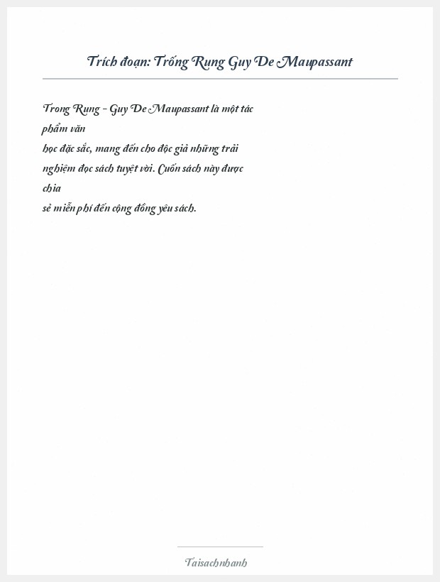 Trích đoạn Trống Rung Guy De Maupassant