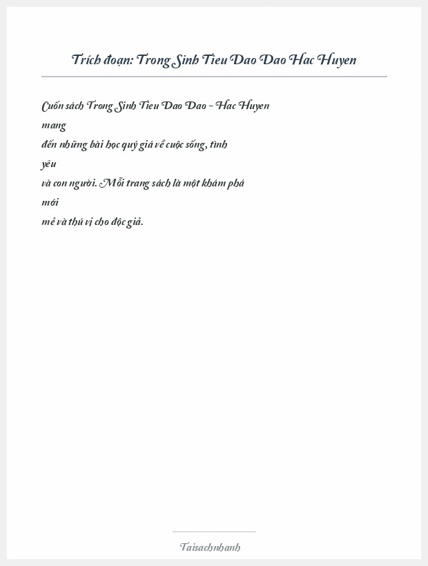 Trích đoạn Trong Sinh Tieu Dao Dao Hac Huyen