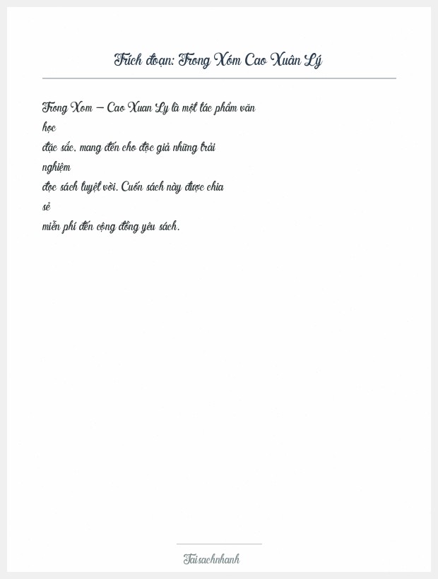 Trích đoạn Trong Xóm Cao Xuân Lý