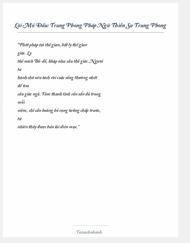 Trích đoạn Trung Phong Pháp Ngữ Thiền Sư Trung Phong