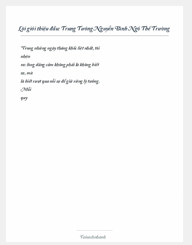 Trích đoạn Trung Tướng Nguyễn Bình Ngô Thế Trường