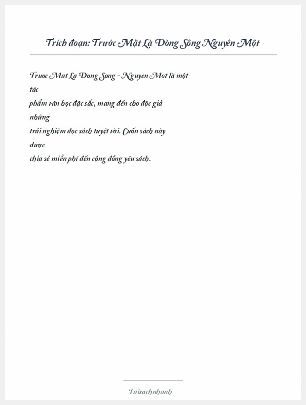 Trích đoạn Trước Mặt Là Dòng Sông Nguyên Một