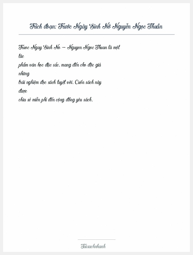 Trích đoạn Trước Ngày Sinh Nở Nguyễn Ngọc Thuần