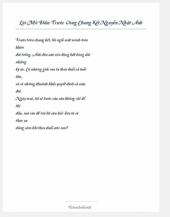 Trích đoạn Trước Vòng Chung Kết Nguyễn Nhật Ánh