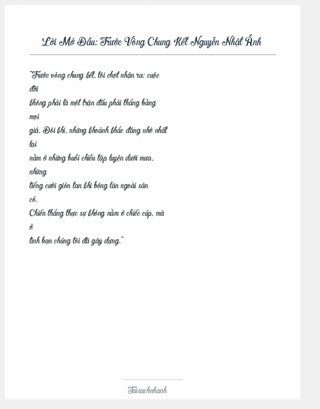 Trích đoạn Trước Vòng Chung Kết Nguyễn Nhật Ánh