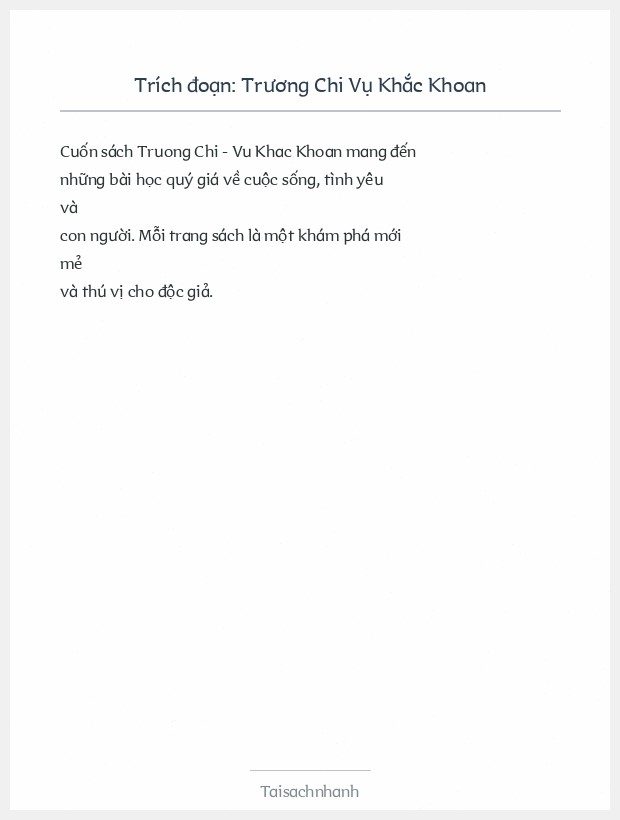 Trích đoạn Trương Chi Vụ Khắc Khoan