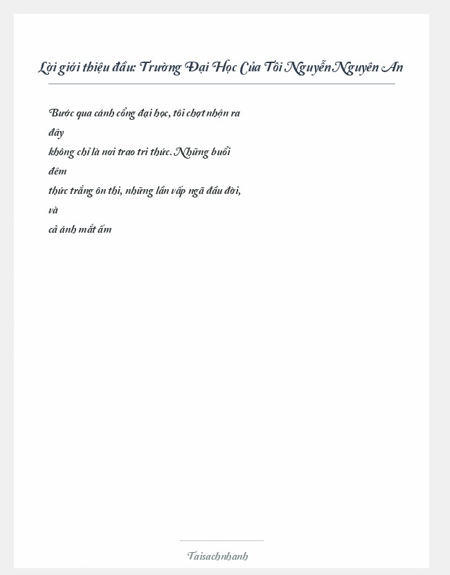 Trích đoạn Trường Đại Học Của Tôi Nguyễn Nguyên An